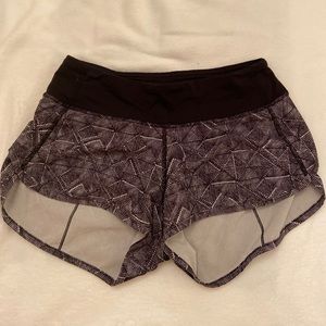 Lululemon Speed Up Shorts Black and White Pattern